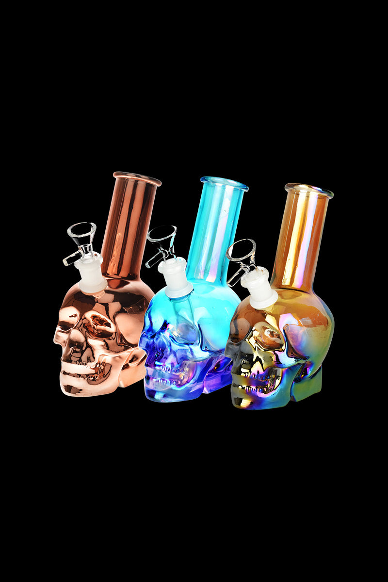 Stunning Metallic Sunset Skull Water Pipe