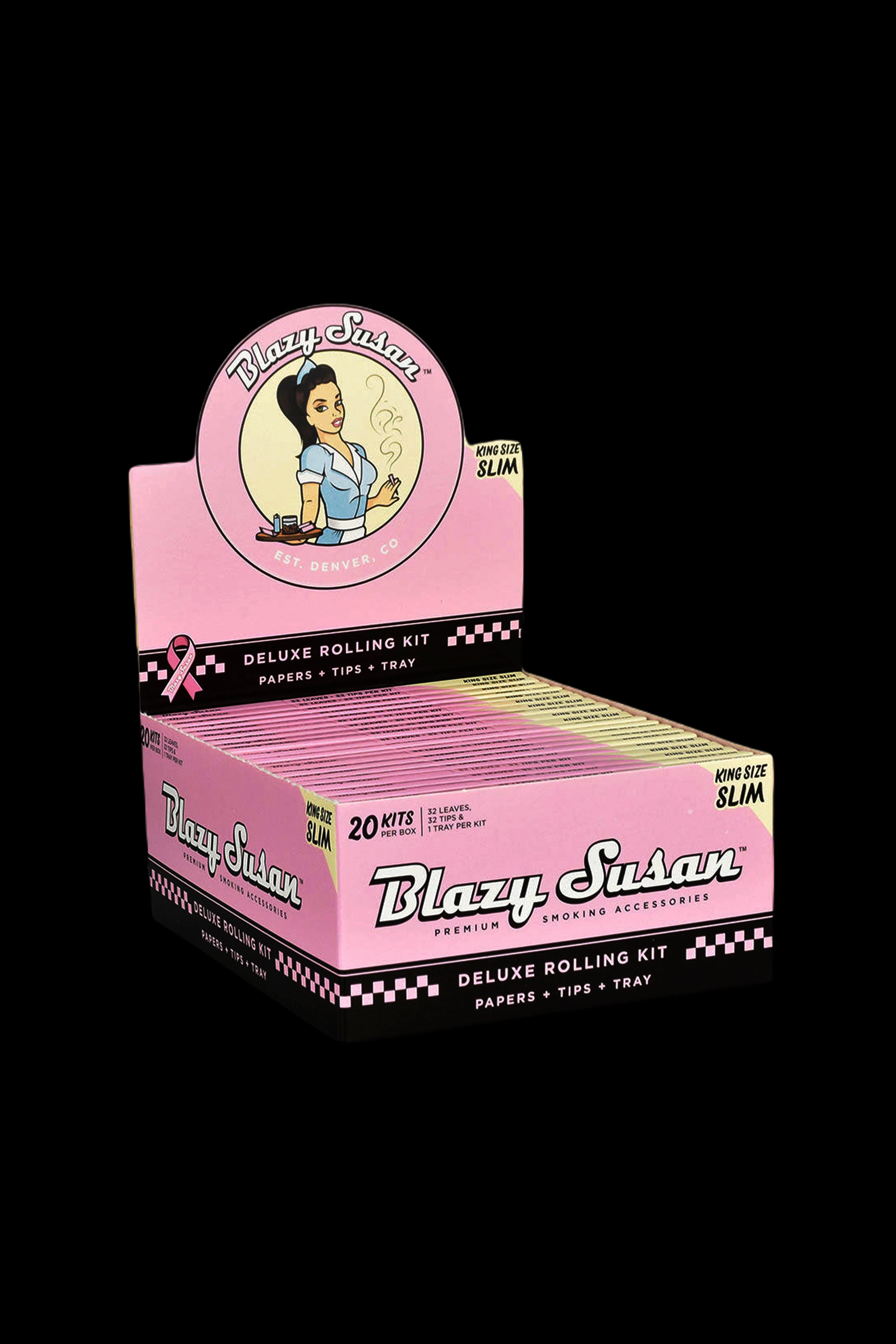 Blazy Susan Pink Papers Deluxe Rolling Kit - 20 Pack: The Ultimate On - the - Go Smoking Solution!