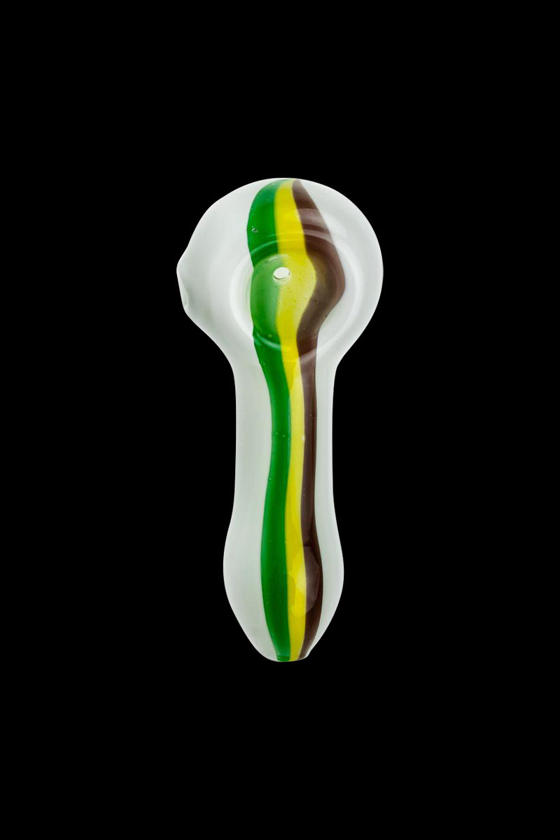 G-Spot White Rasta Glass Spoon Pipe - A Stylish Smoking Companion