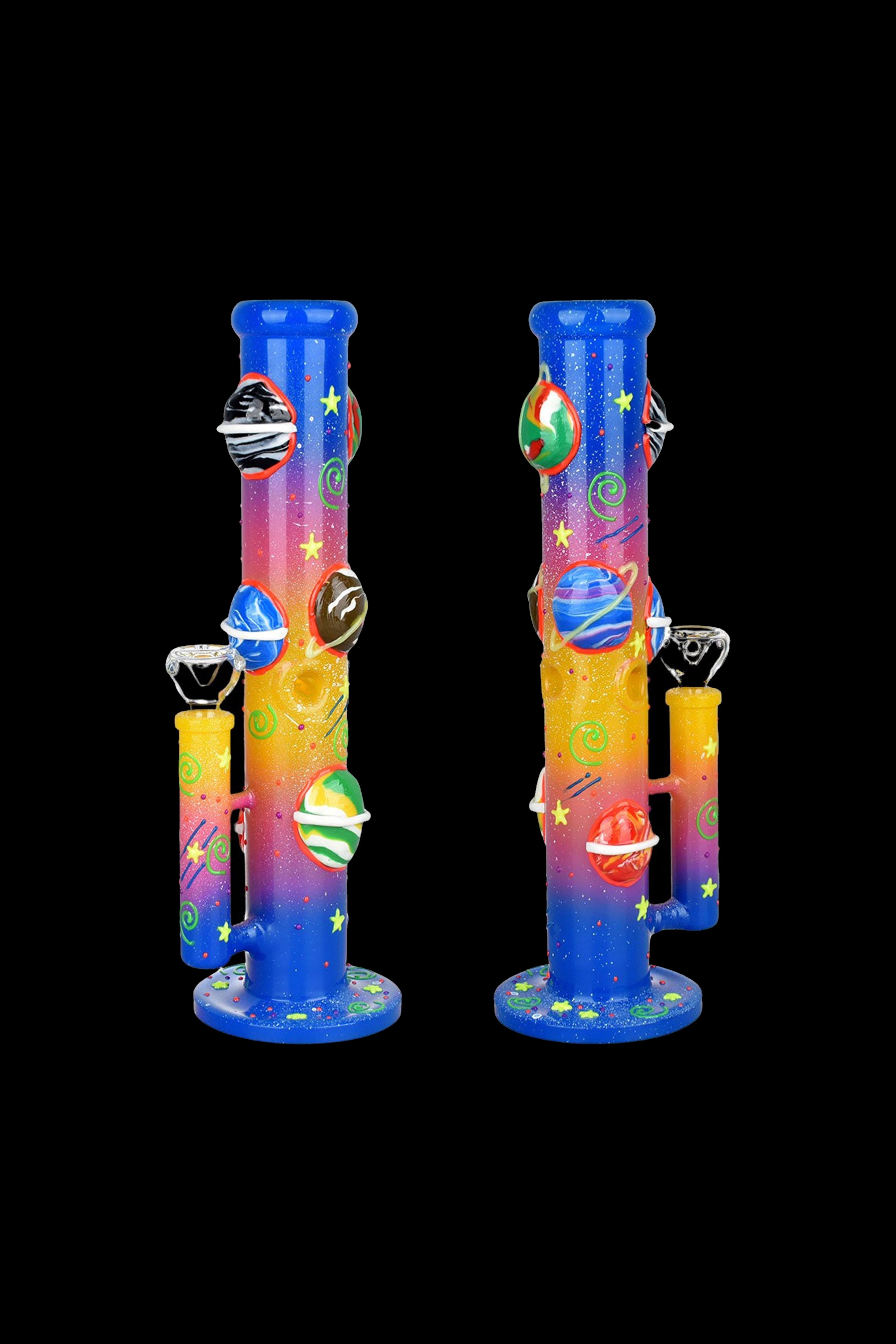 Stunning Orbiting Planets Glow-in-the-Dark Straight Tube Water Pipe