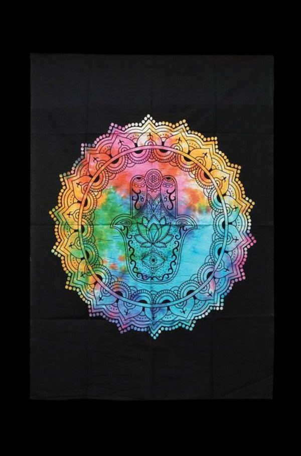 Enchanting Tie-Dyed Hamsa Hand Wall Hanging Tapestry