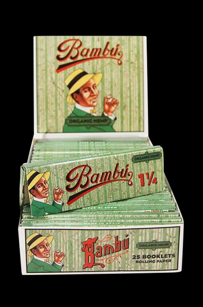 Bambu Organic Hemp 1 1/4 - Inch Rolling Papers - 25 - Pack Bundle