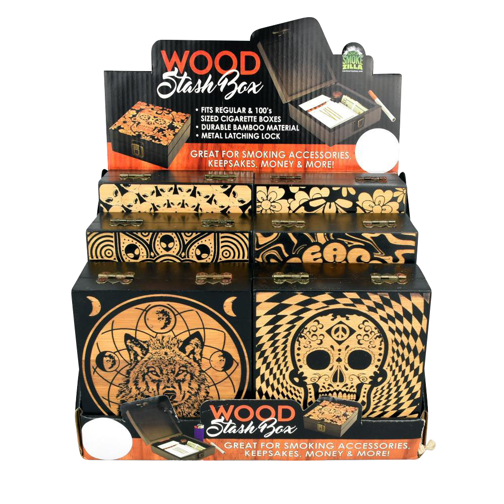 Awesome Etched Bamboo Stash Box Set - 6 Pack