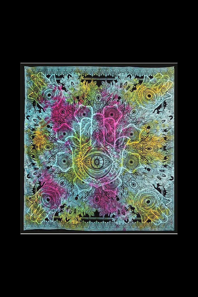 Enchanting Hamsa Hand Mandala Tapestry for Good Luck