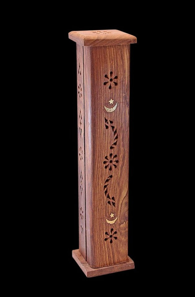 Enchanting Moon & Star Wooden Tower Incense Burner