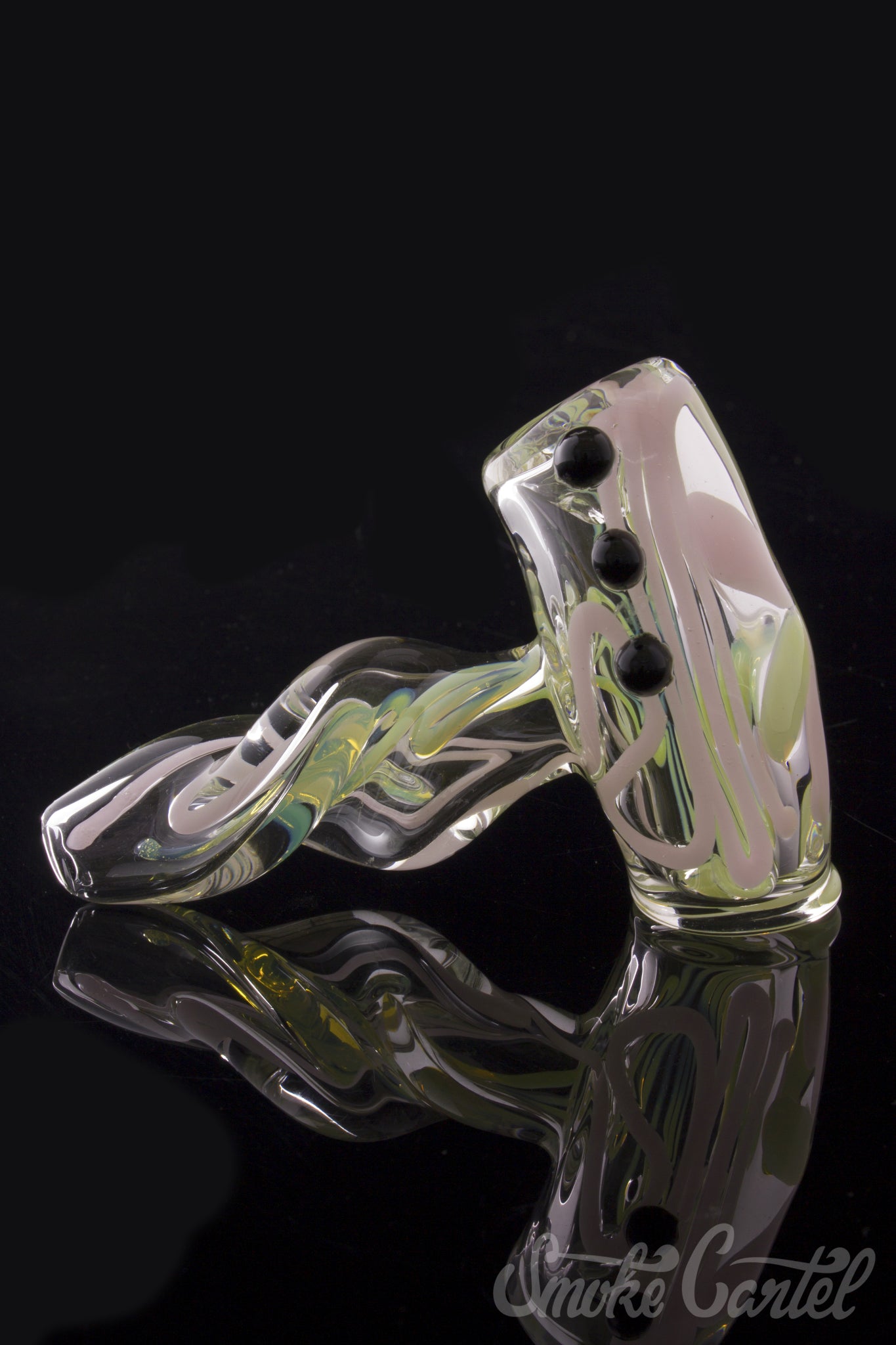 Stunning Green Slyme & Bubble Gum Inside-Out Pipe with Black Marbles
