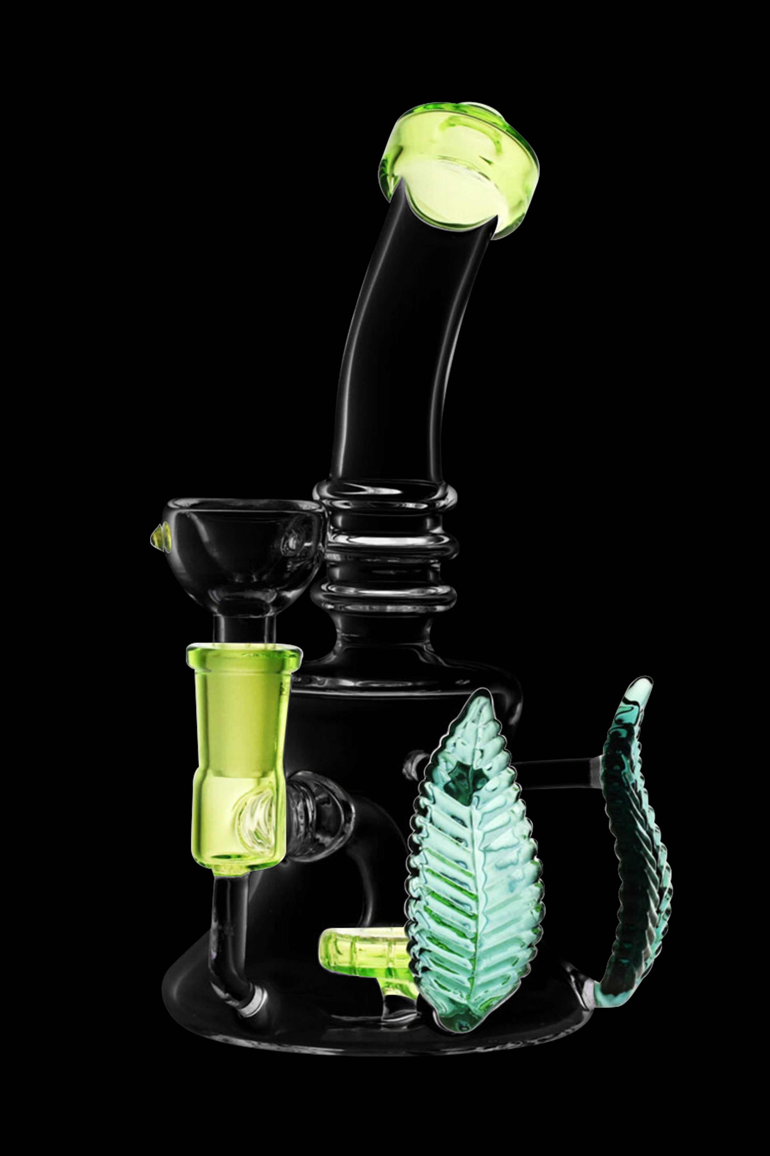 Stunning Glass Leaf Handle Water Pipe Bong