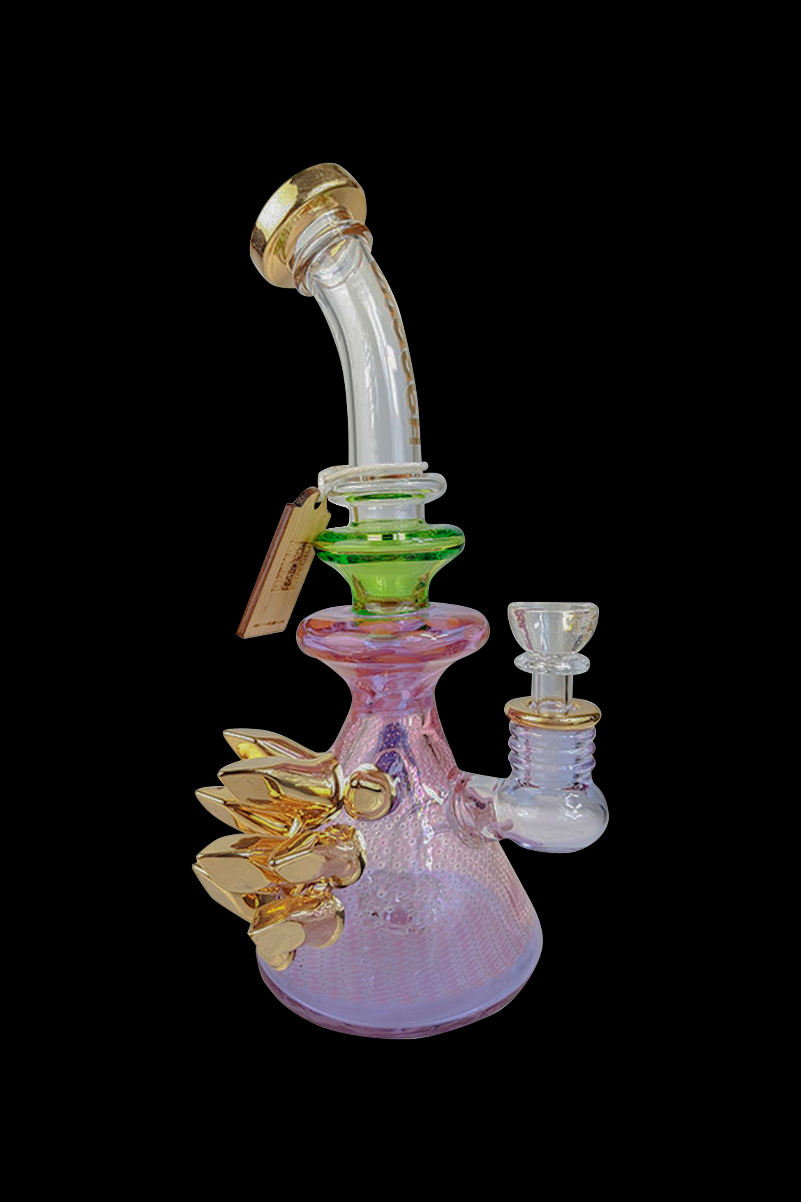 Cheech Glass Stunning Gold Crystal Water Pipe