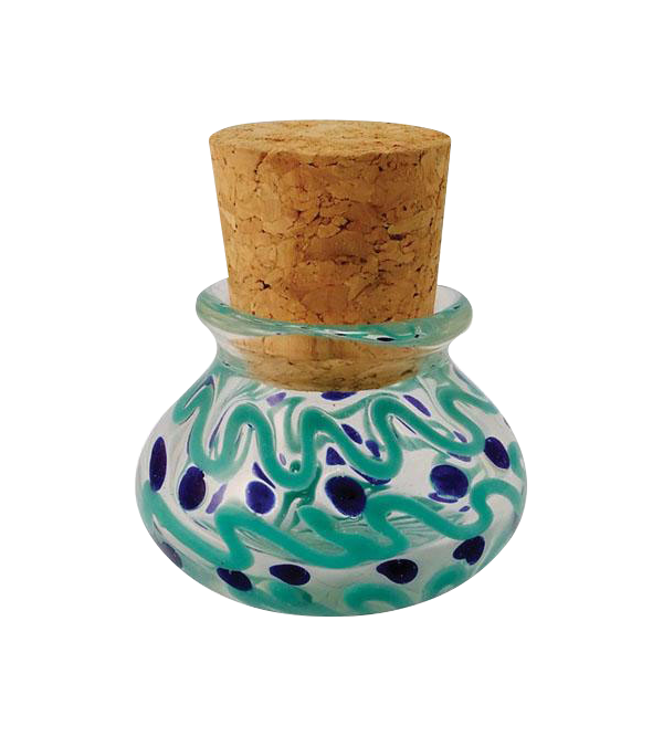 Charming Multicolored Glass Jar with Fun Squiggles and Dots