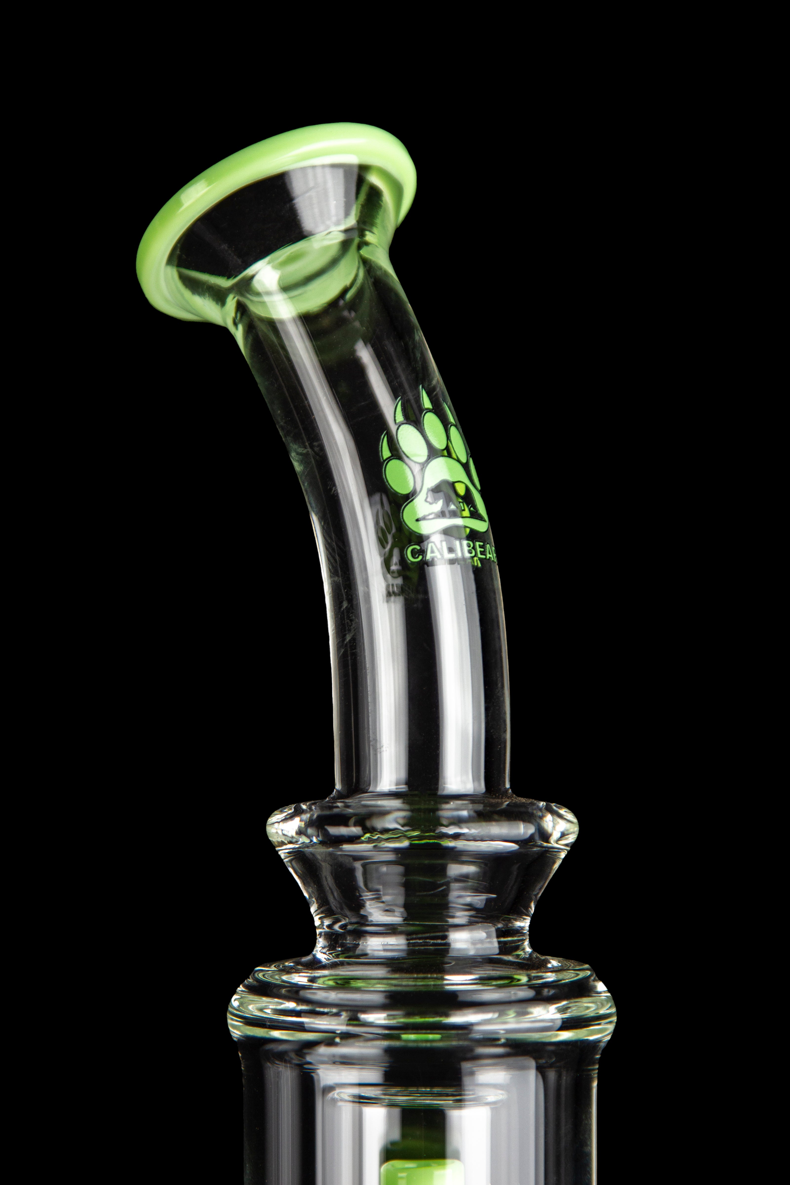 Calibear Susan: The Stylish Bent Neck Dual Perc Stemless Water Pipe with Colorful Accents