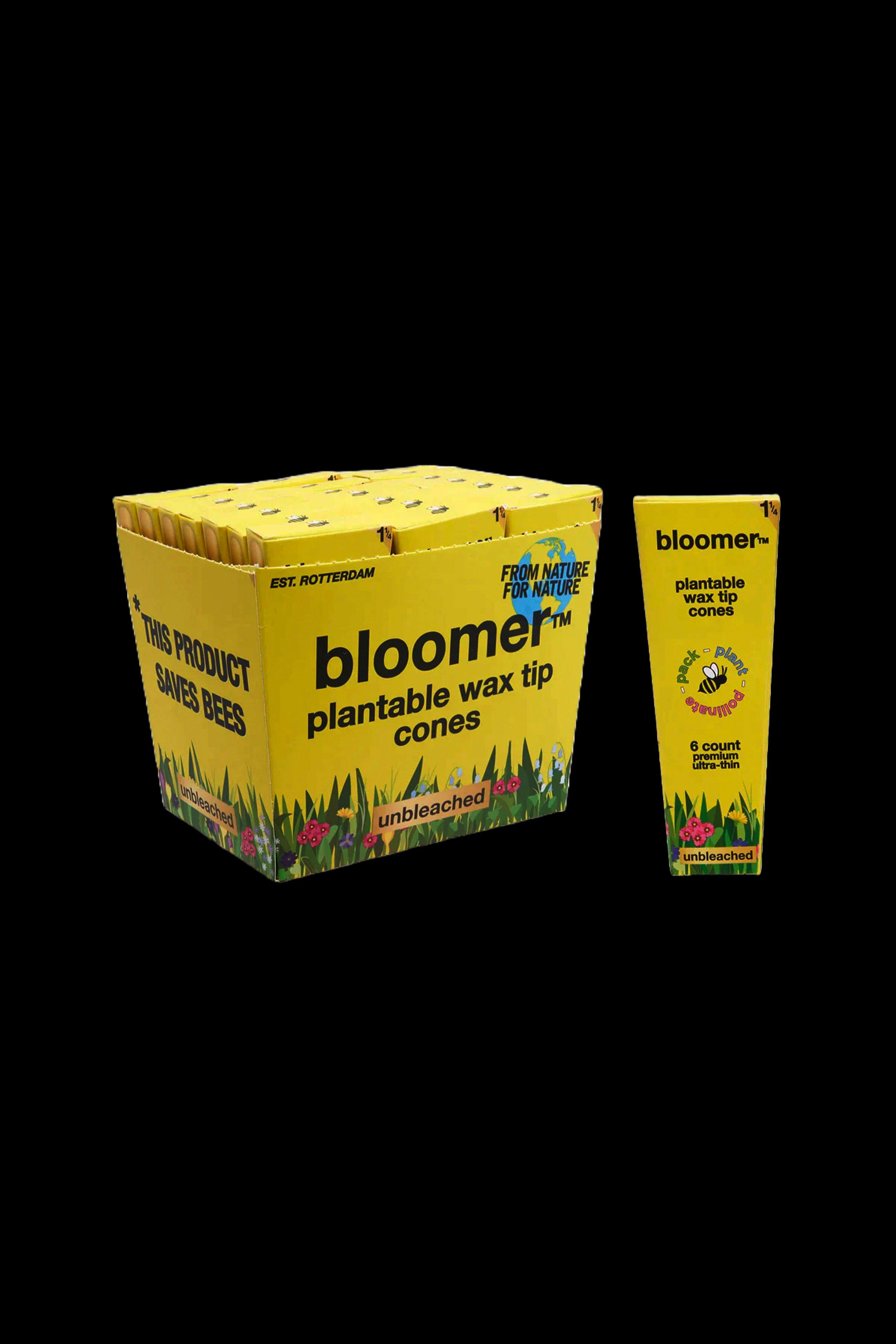Bloomer 1 1/4 Unbleached Organic Paper Cones with Wildflower Seed Filter Tips