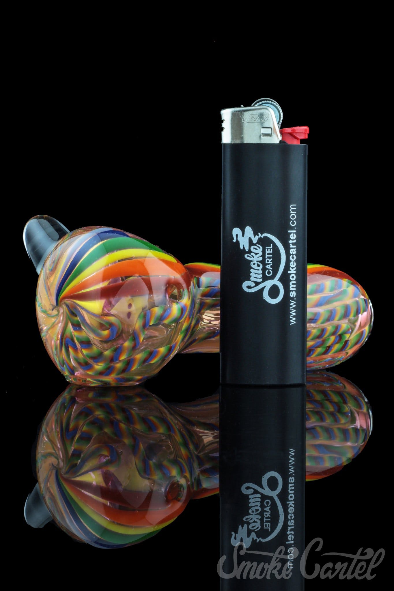 Stunning Heavy Cane Worked Rainbow Spoon - Rainbow Mega Pipe