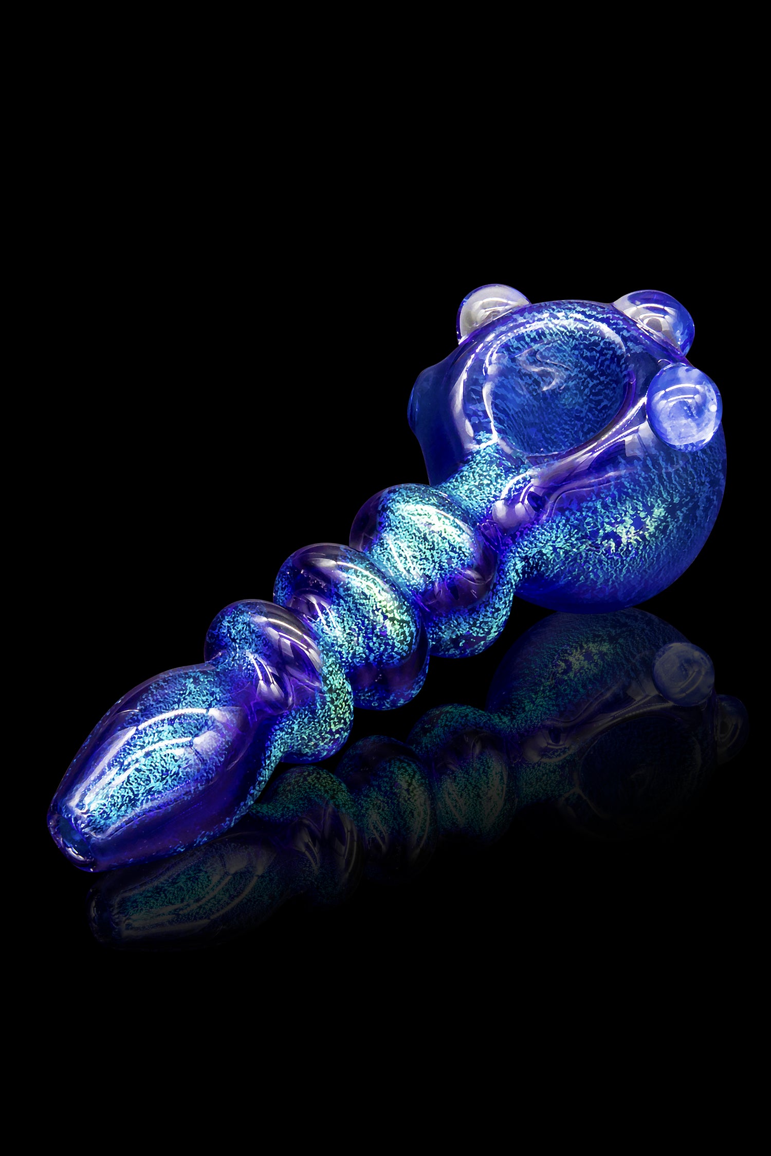 LA Pipes Andromeda Solid Blue Dichro Maria Ringed Spoon - A Stunning Piece