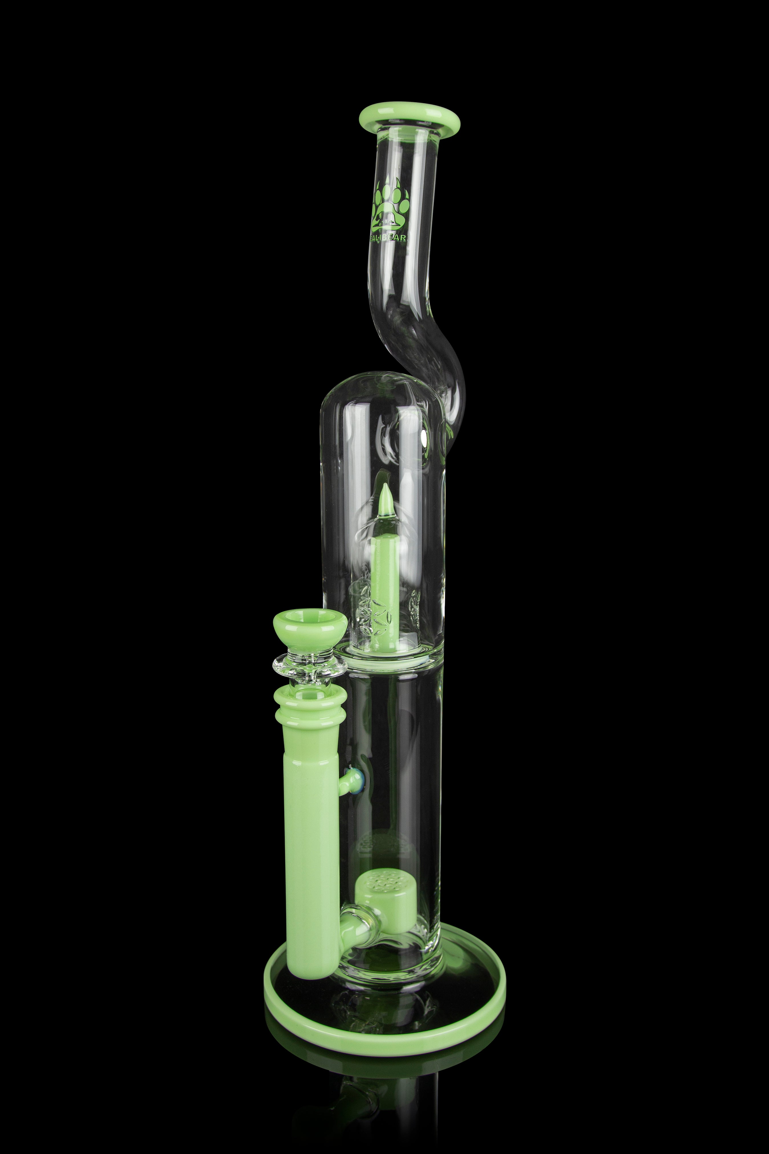 Calibear Pagoda Perc Showerhead Bong with Splashguard Bent Neck - Elevate Your Smoking Experience!