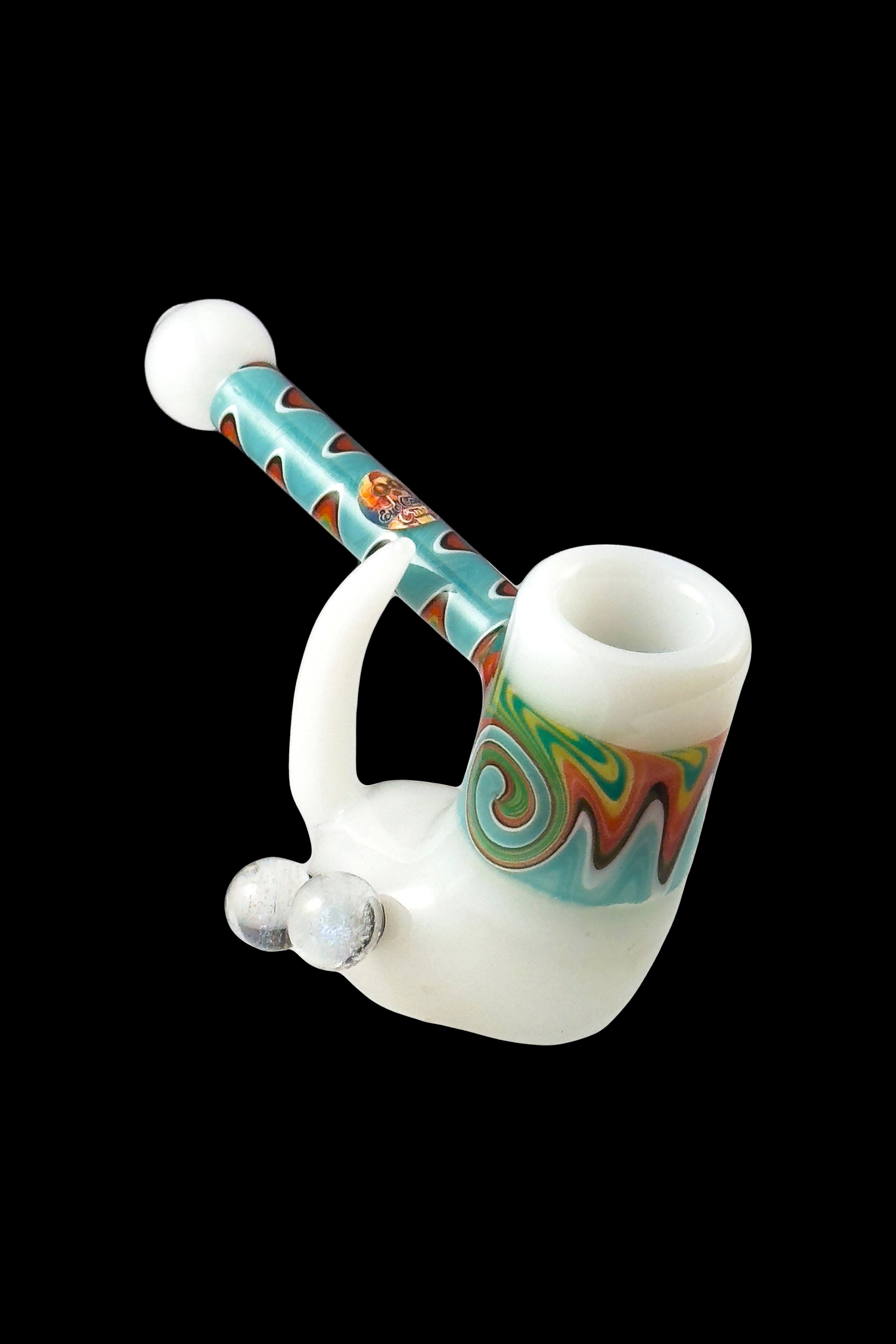 Crush Fang Bubbler Pipe with Dual Galaxy Marbles - A Stunning Smoking Artifact