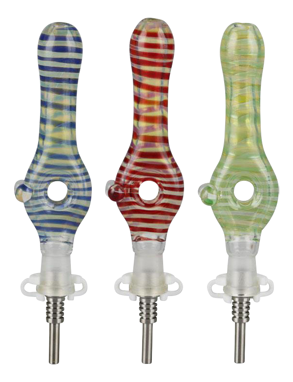 Awesome 10mm Glass Donut Dab Straw with Titanium Tip