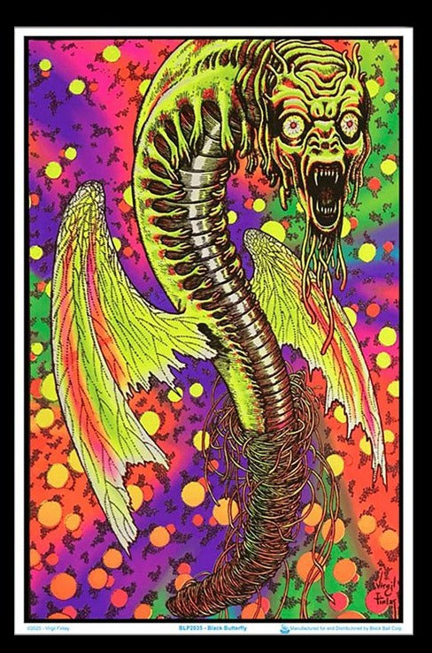 Virgil Finlay's Black Butterfly Blacklight Poster - A Striking Decor Piece