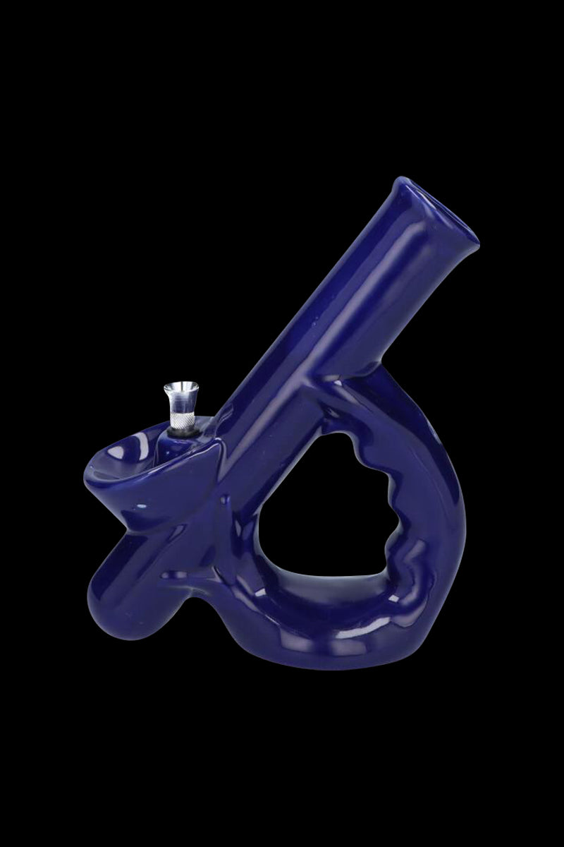 Gorgeous Grip Handle Ceramic Bong with Built-In Tray