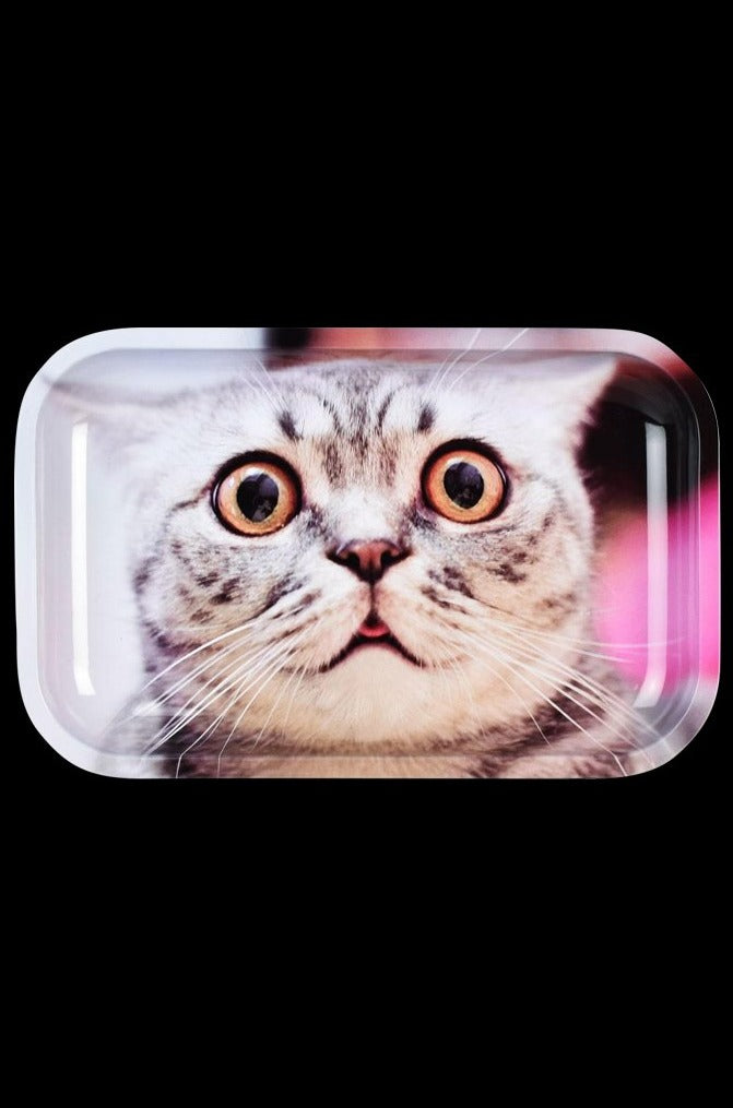 Pulsar's Adorable Stoned Cat Metal Rolling Tray