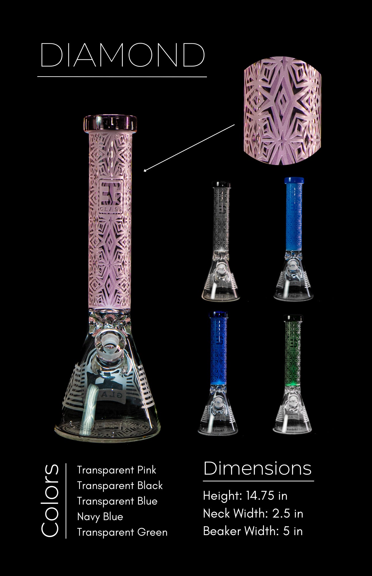 EG Glass Diamond Water Pipe - A Stunning Smoking Companion