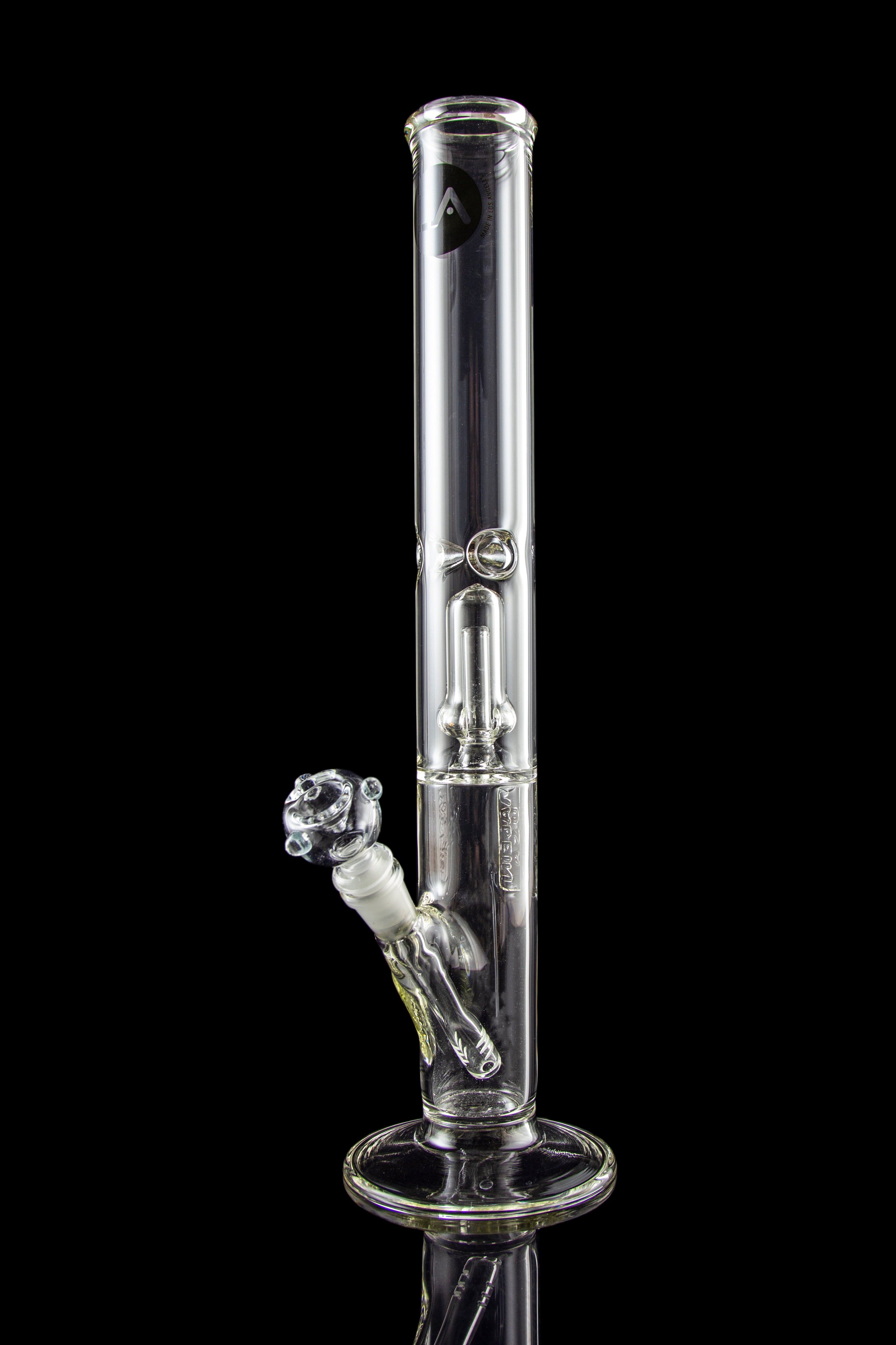 LA Pipes Thick Glass Straight Tube Bong with Showerhead Perc - Multiple Perc Options!