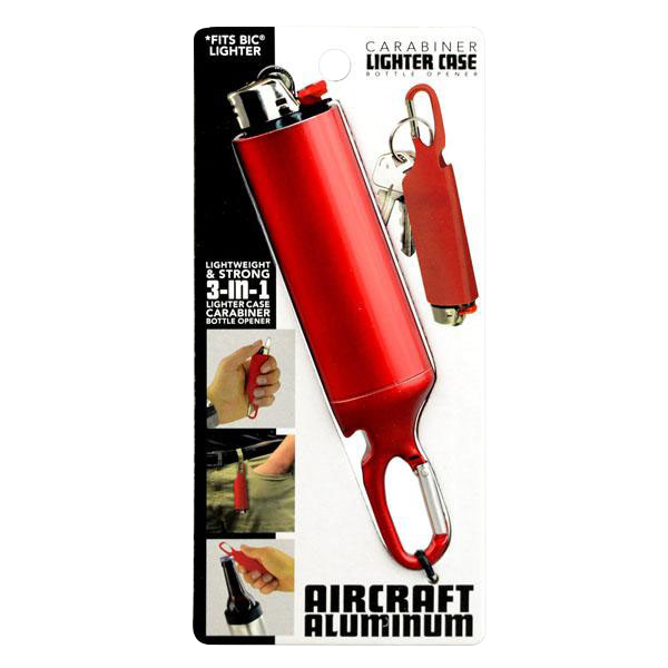 Awesome Metal Carabiner Lighter Case with Bottle Opener - 12-Pack Bundle