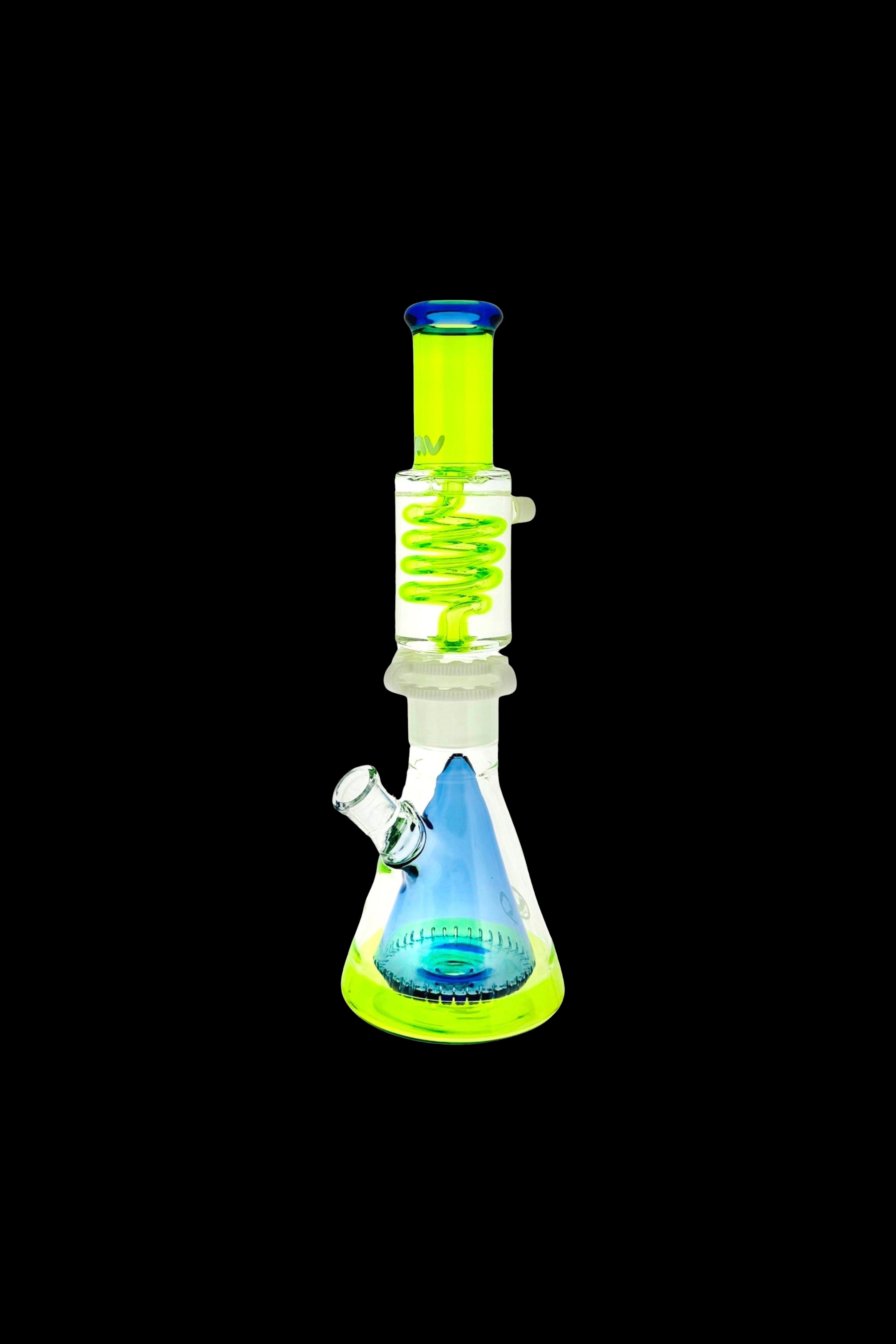 MAV Glass Premium Oversized Slitted Pyramid Beaker Freezable Coil Bong