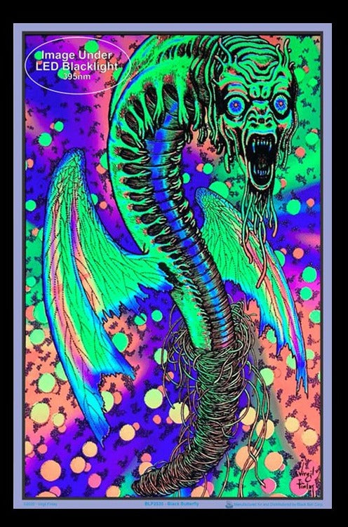 Virgil Finlay's Black Butterfly Blacklight Poster - A Striking Decor Piece