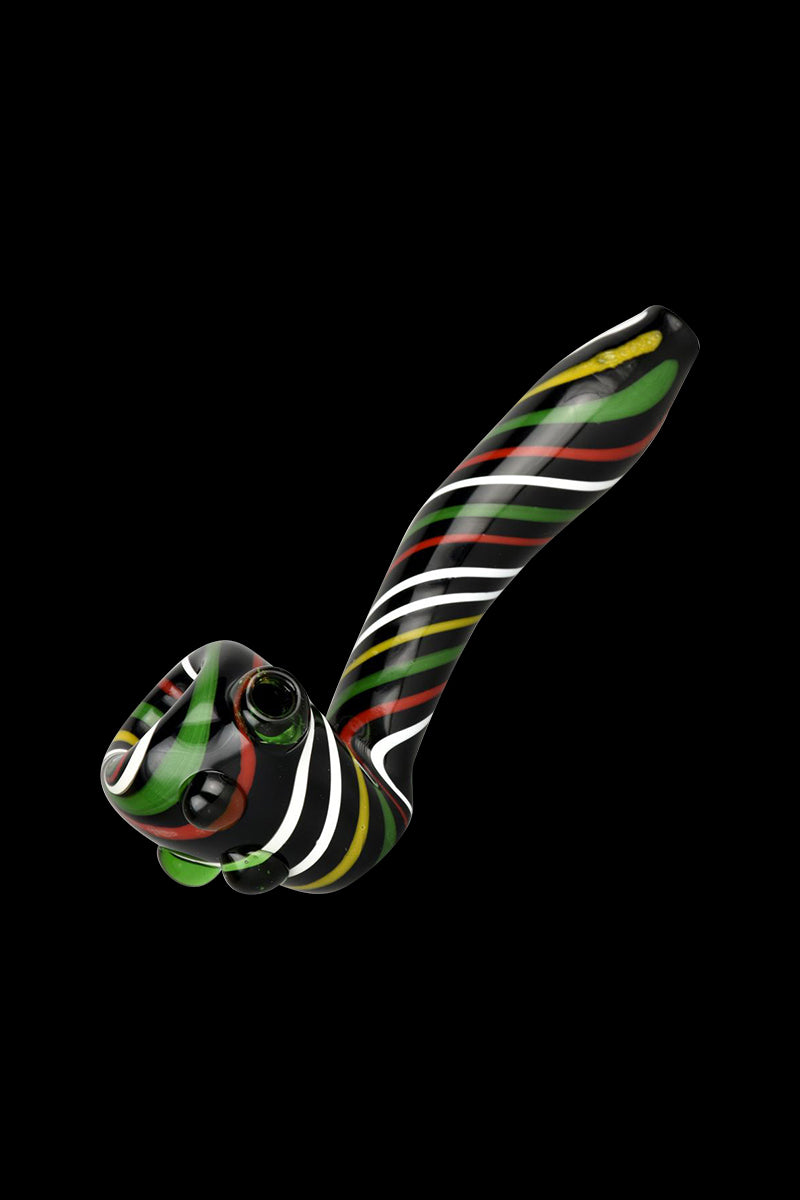 Stylish Black Rasta Candy Cane Swirl Hand Pipe