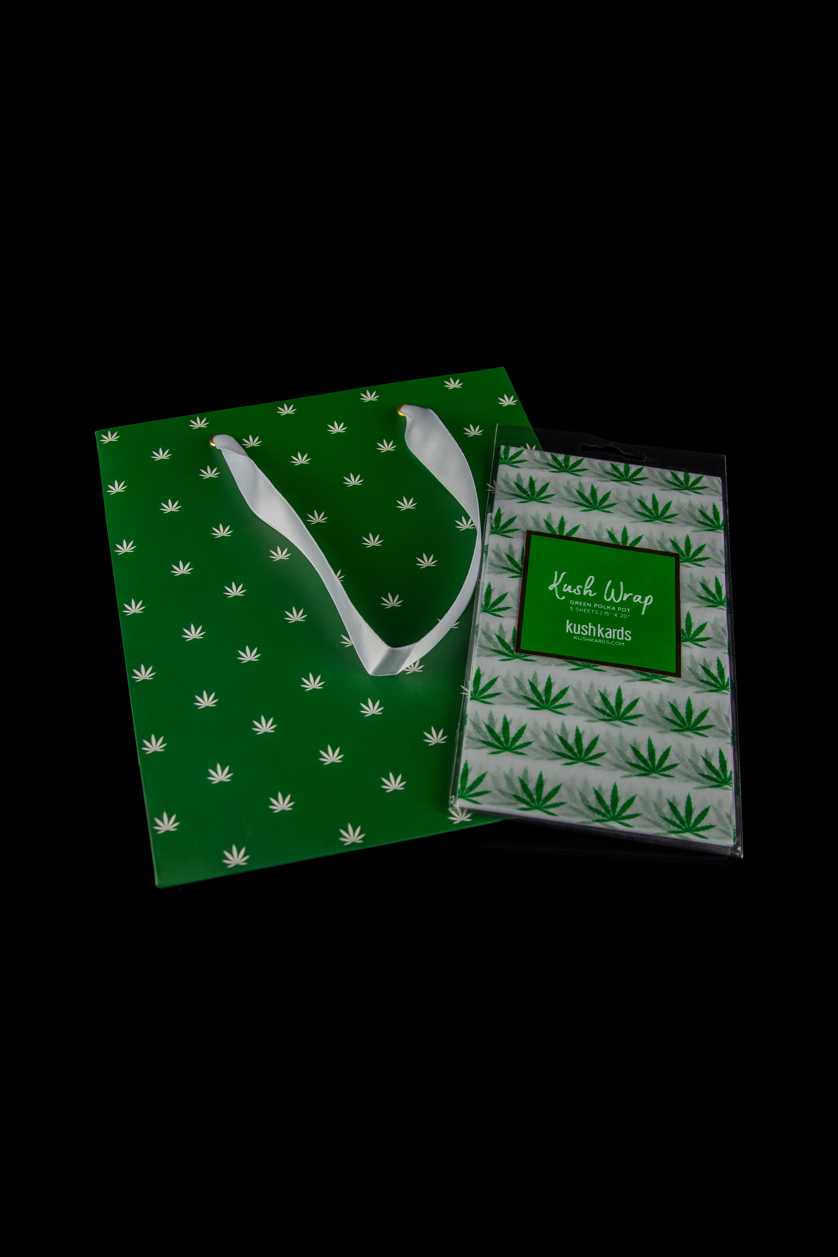 KushKards Premium Cannabis - Themed Gift Bag & Tissue Paper Set