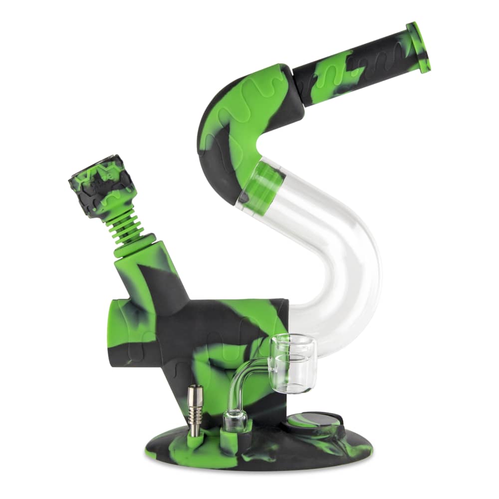 Ooze Swerve 4-in-1 Hybrid Silicone and Glass Water Pipe - The Ultimate Smoking Companion
