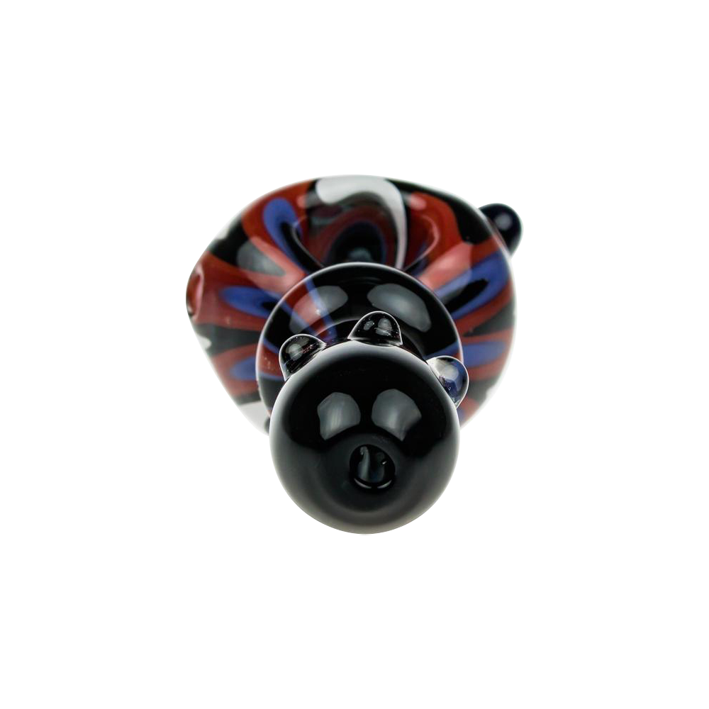 G-Spot Stunning Glass Spoon Pipe with Color Stripes and Clear Marbles