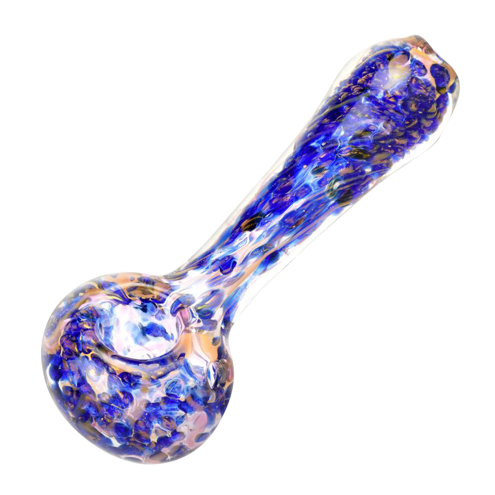 Stunning Blue & Gold Fumed Swirl Spoon Pipe - A Must-Have!