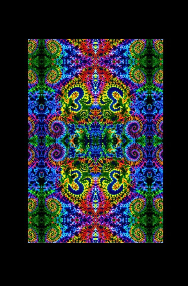 Feed A Hippie's Stunning Rainbow Om Tie - Dye Tapestry