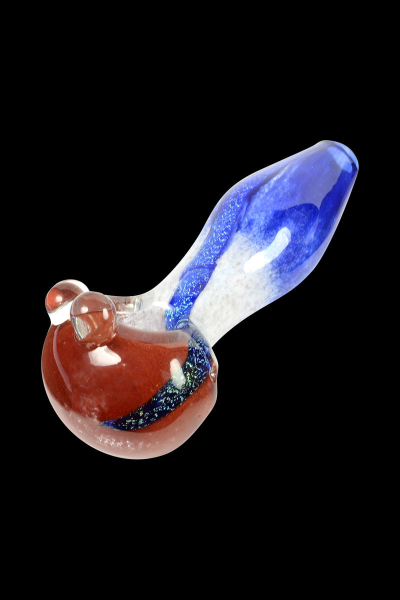 LA Pipes USA Inside-Out Spoon Pipe with Dichroic and Frit - A Patriotic Delight