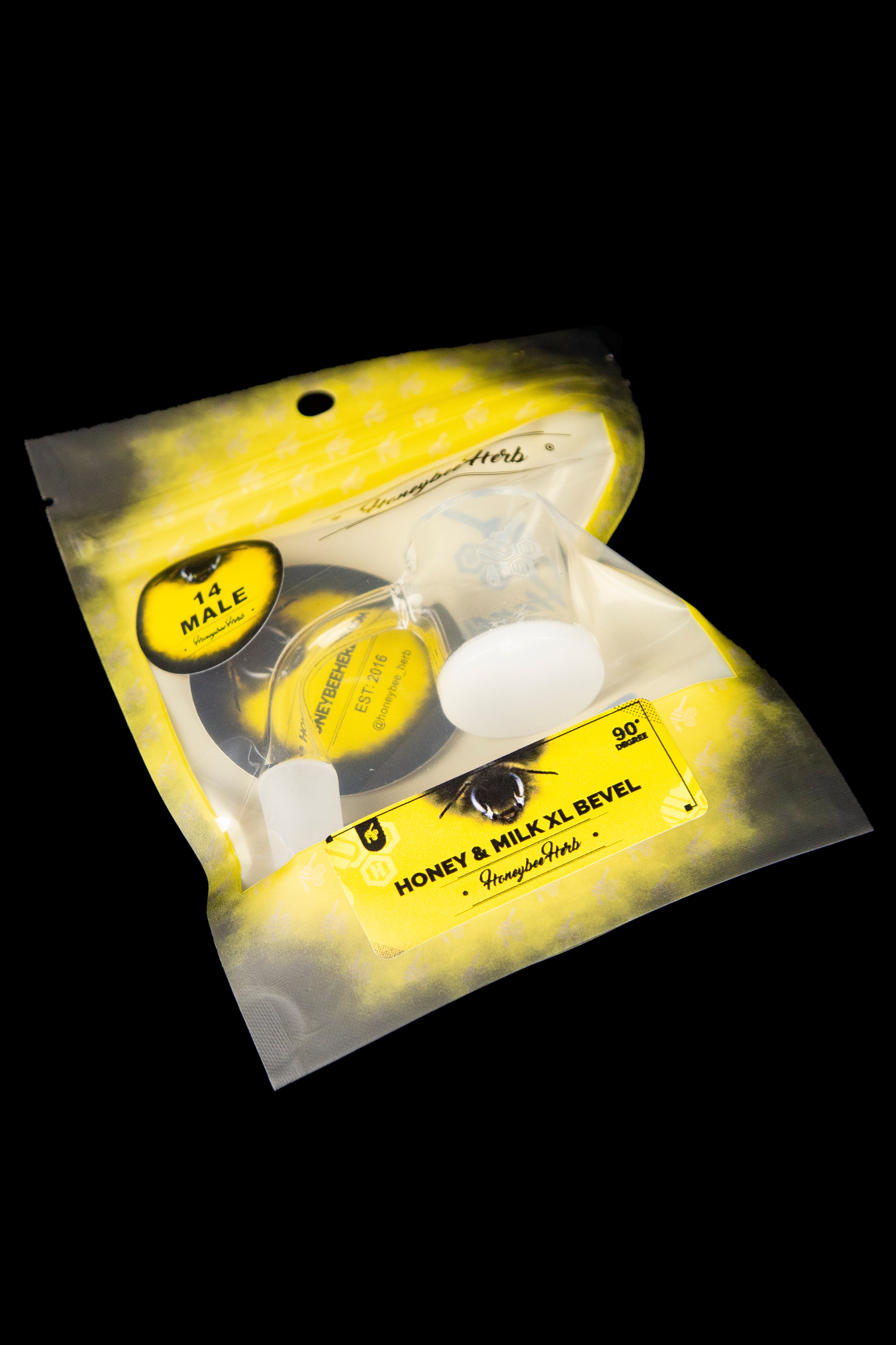 Honeybee Herb Honey & Milk XL Bevel Quartz Banger - Yellow Line: Supersized Dabbing Delight