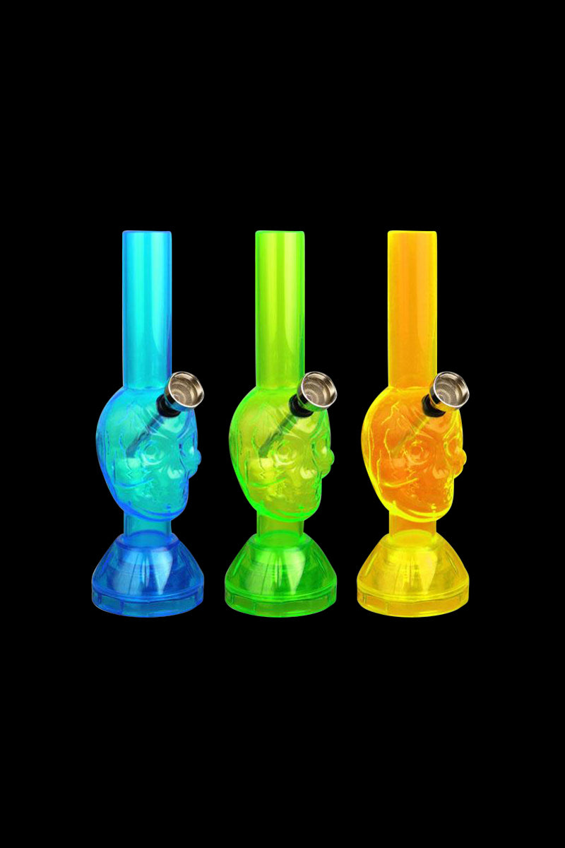 Awesome Mini Acrylic Skull Water Pipe with Built-in Grinder Base