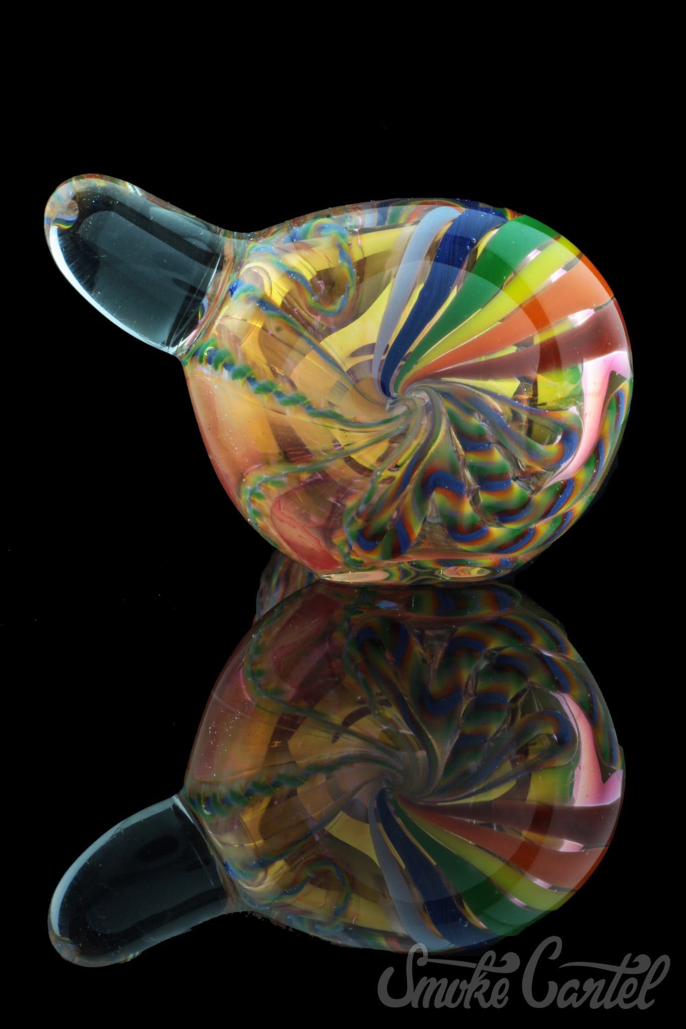 Stunning Heavy Cane Worked Rainbow Spoon - Rainbow Mega Pipe