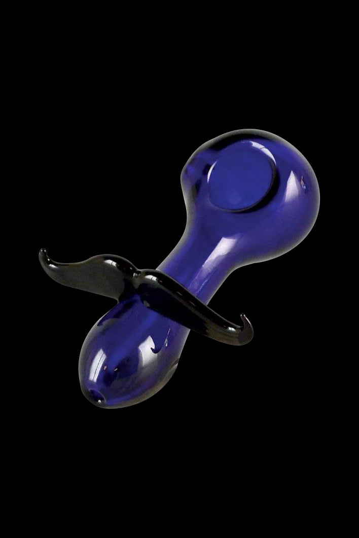 Funky Mustache Glass Spoon Pipe - A Hilarious Smoking Companion