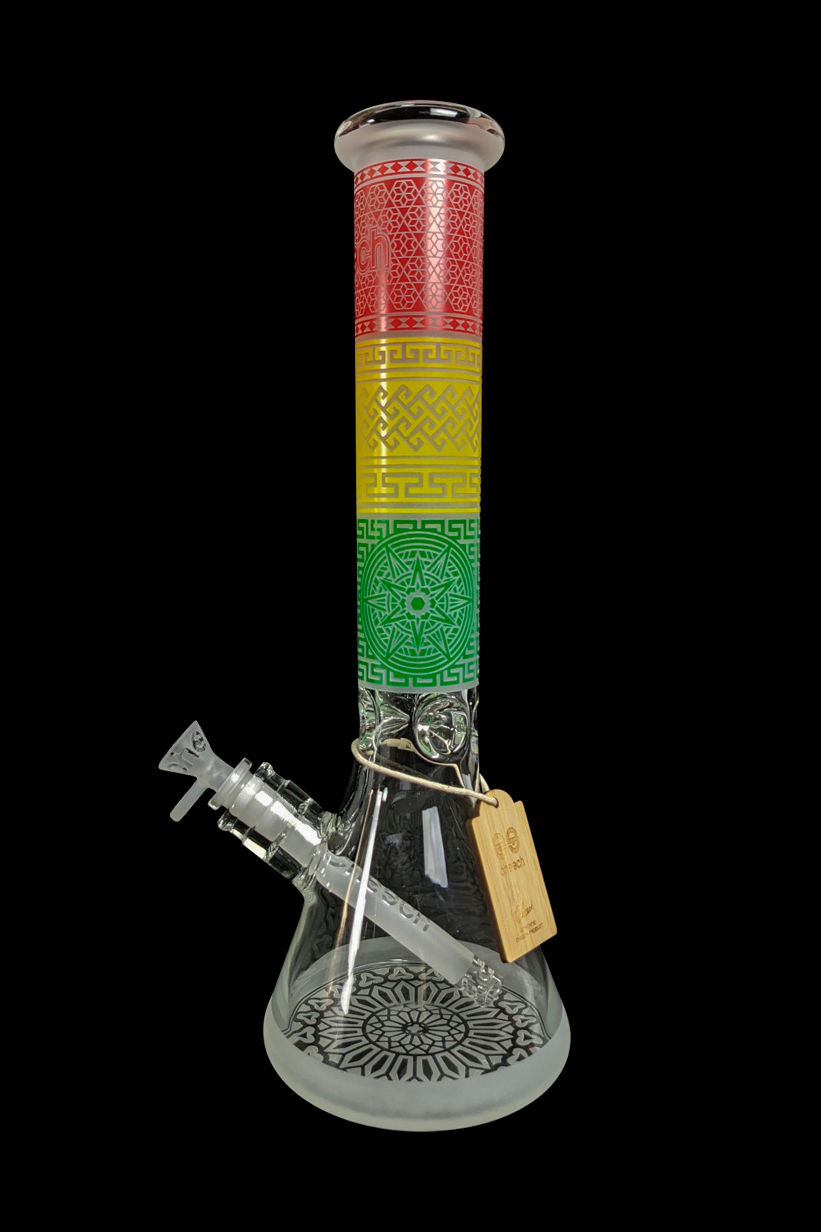 Cheech Glass Stunning Etched Tri - Color Water Pipe