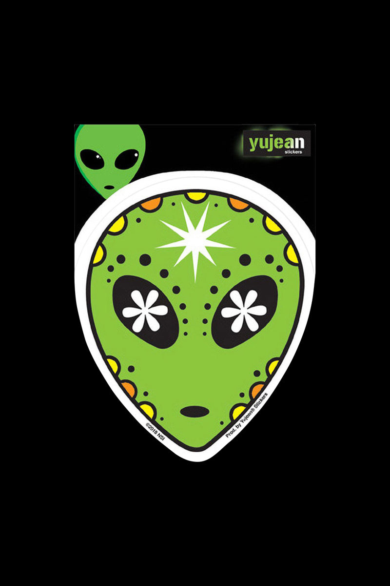 Alien Sugar Skull Sticker: A Stunning Extraterrestrial Decor