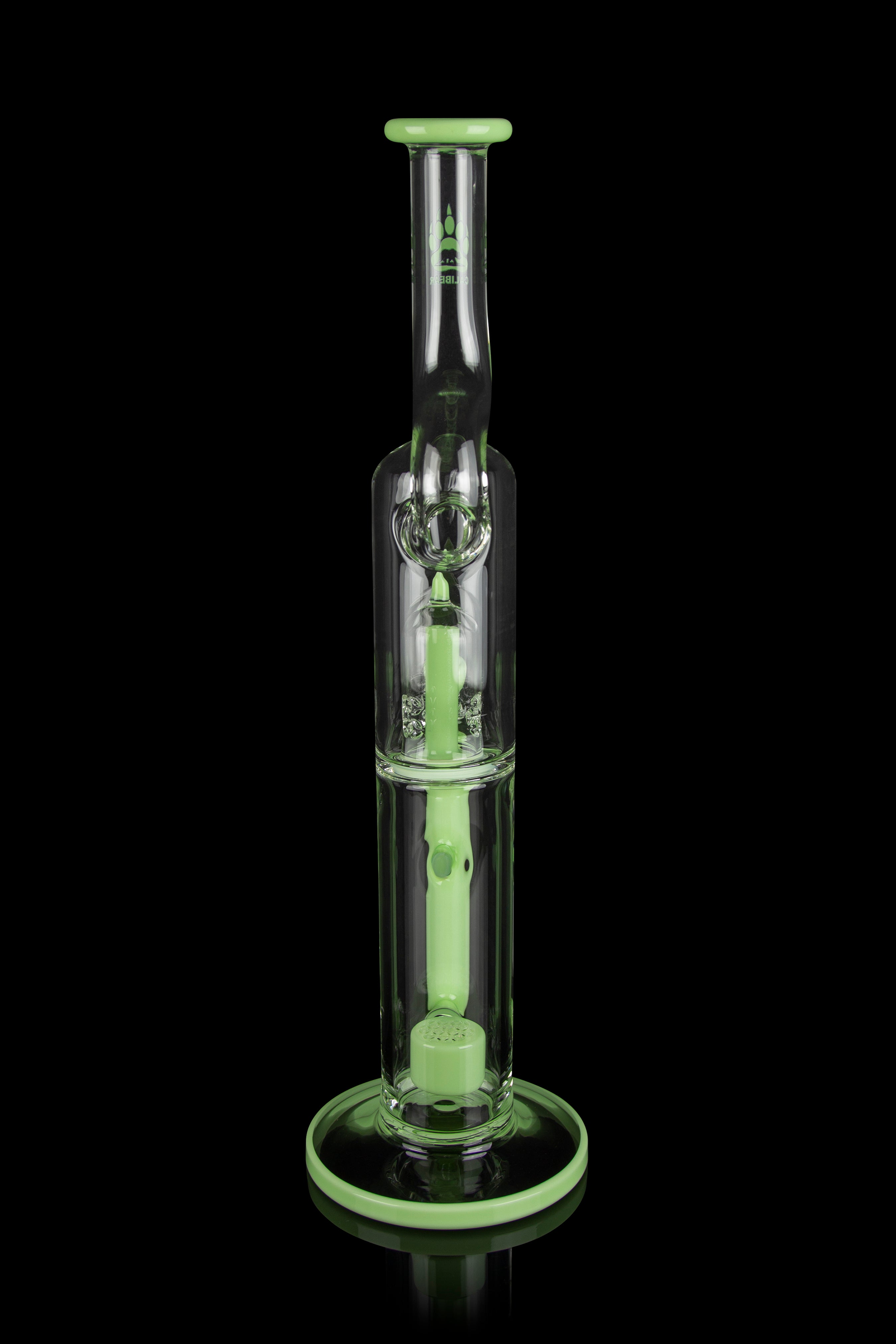 Calibear Pagoda Perc Showerhead Bong with Splashguard Bent Neck - Elevate Your Smoking Experience!