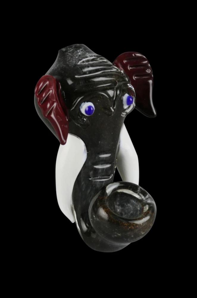 Elephant Head Fritted Glass Sherlock Pipe - A Wild and Unique Smoking Companion