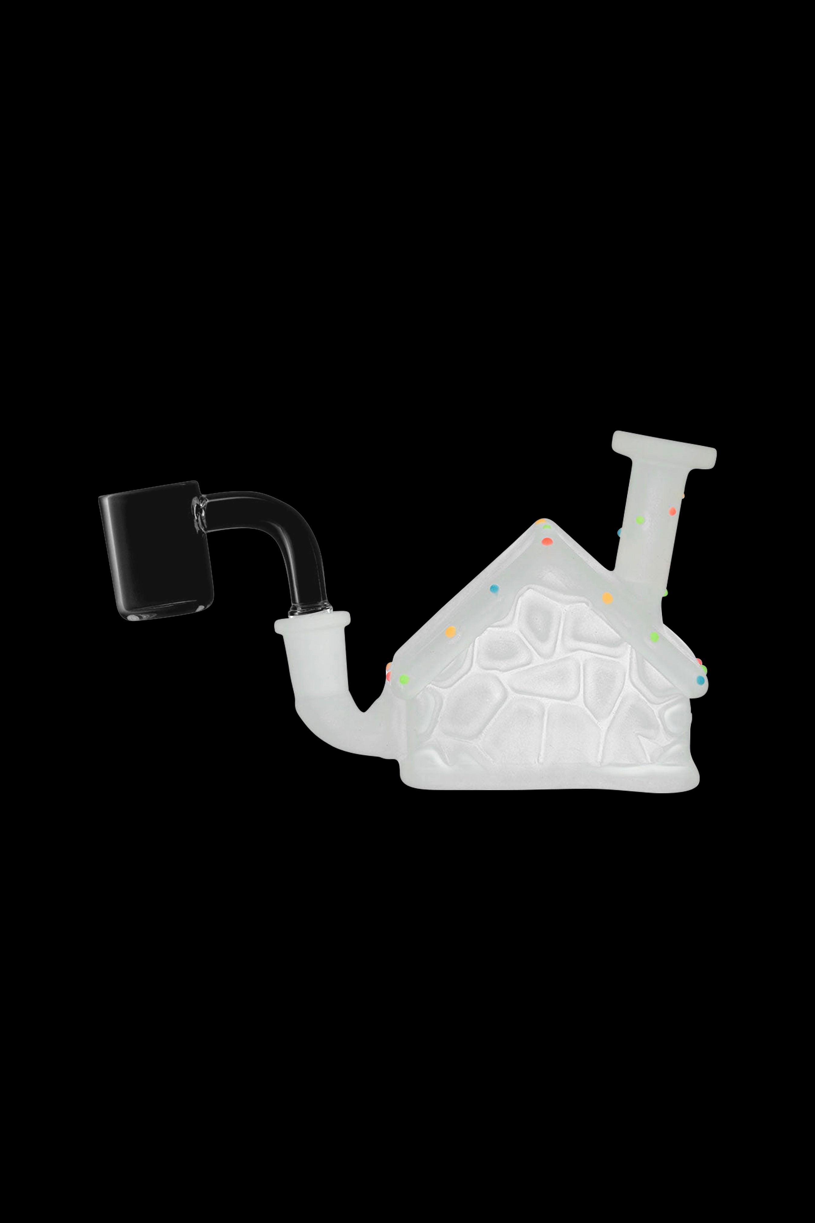 Mini Frosted Christmas House Dab Rig with Glow-in-the-Dark Lights