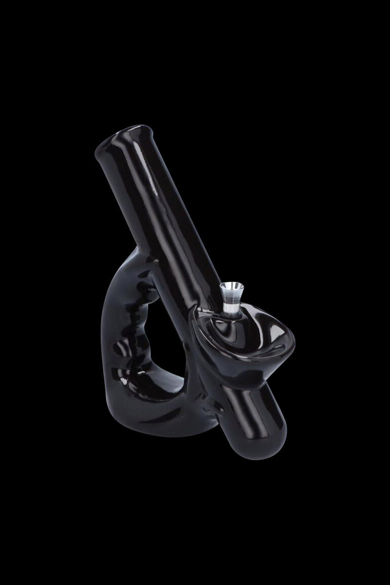 Gorgeous Grip Handle Ceramic Bong with Built-In Tray