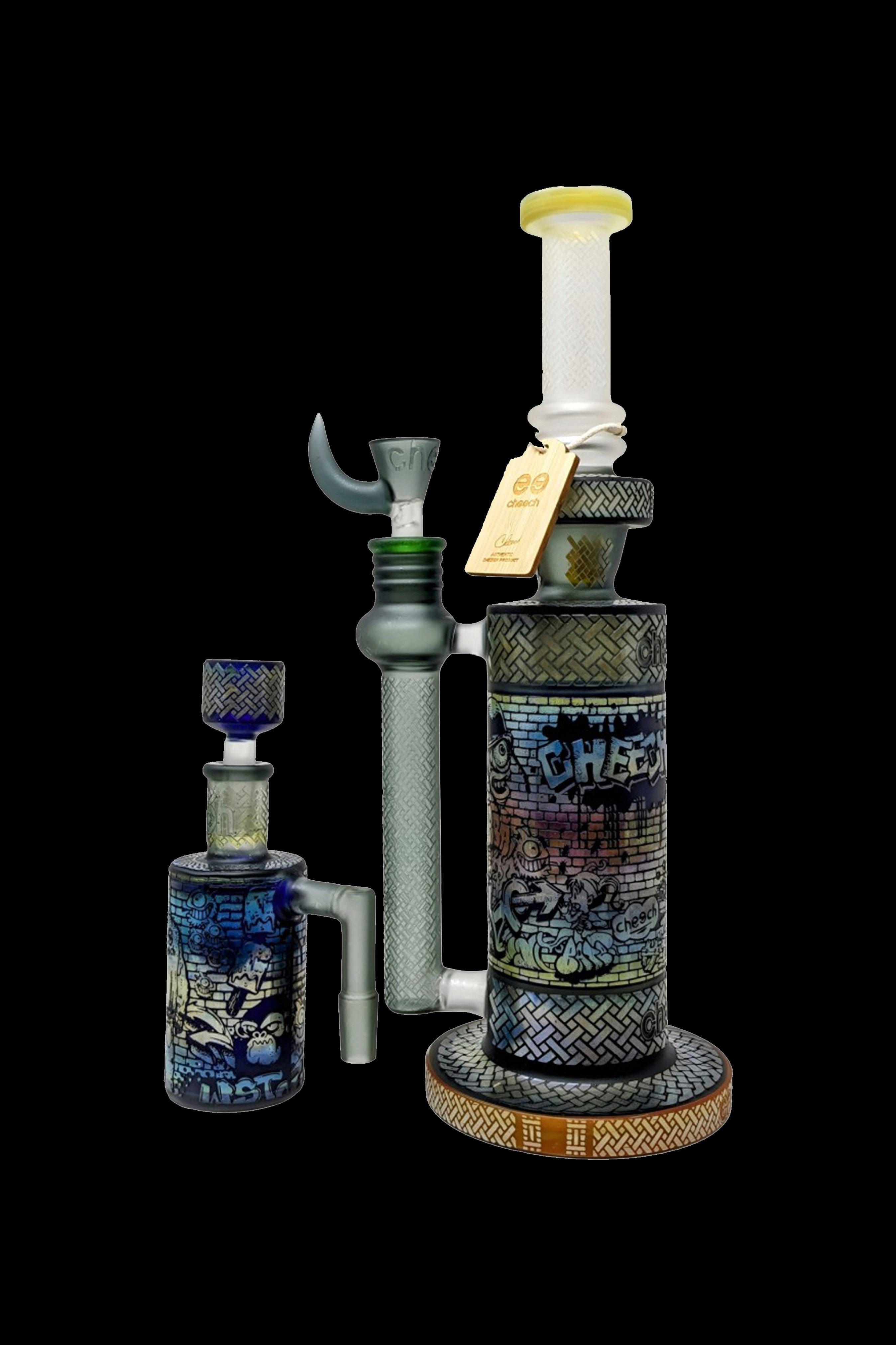 Cheech Glass Spray and Pray Graffiti Water Pipe Set with Ash Catcher