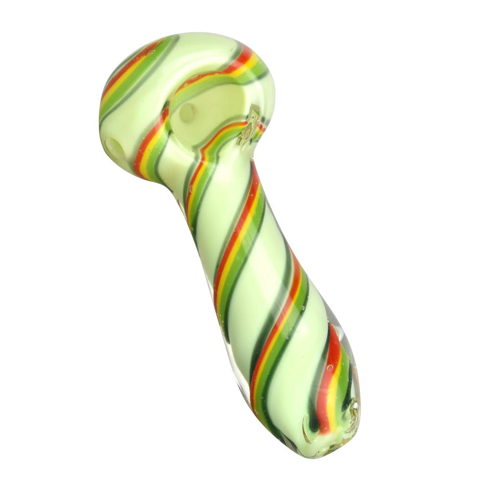 Vibrant Green Rasta Twist Spoon Pipe - A Colorful Smoking Essential