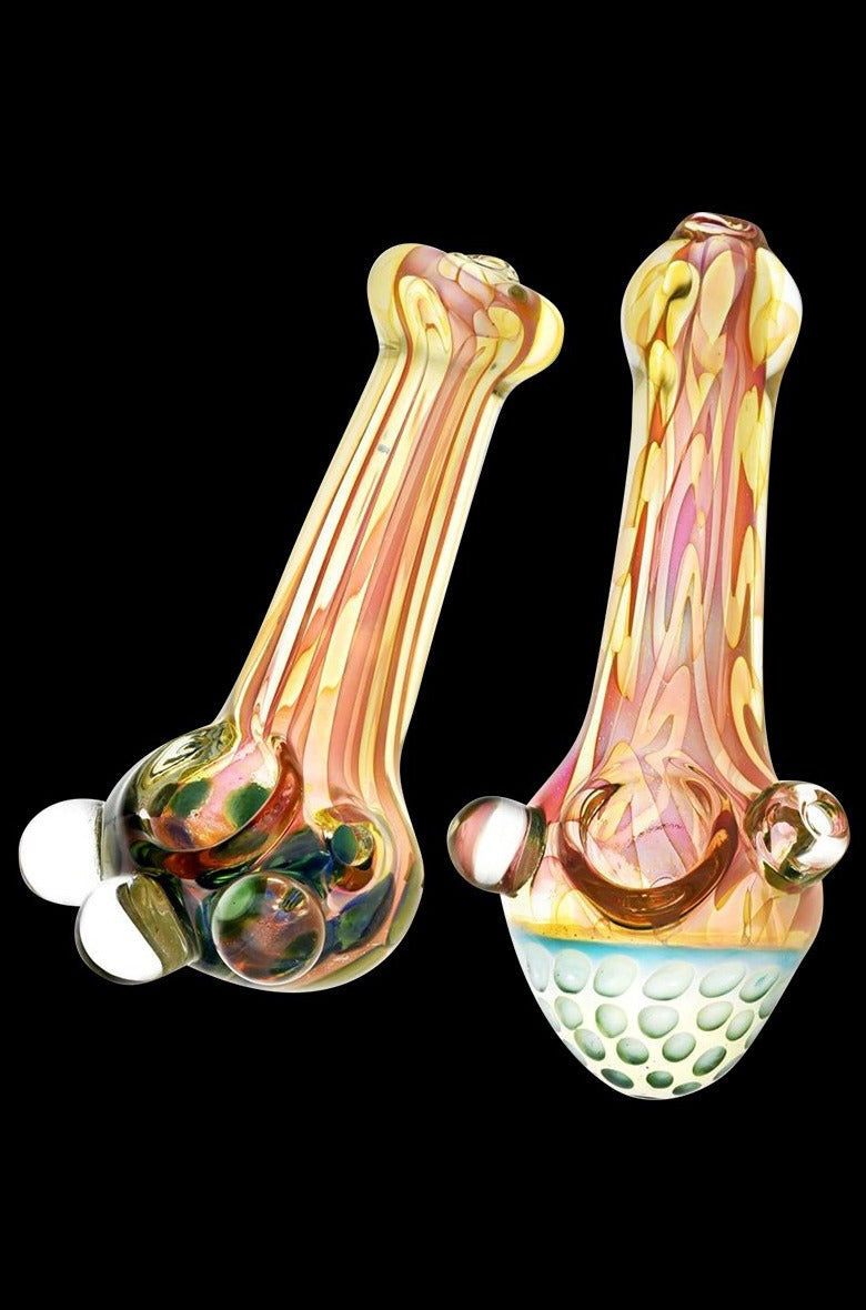 Stunning Inside Out Fumed Glass Spoon Pipe with Marbles