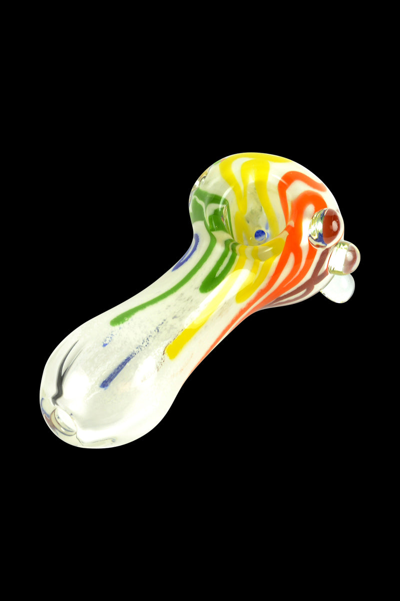 Glassheads Stunning Inside-Out Spoon Pipe with White Frit & Rainbow Stripes