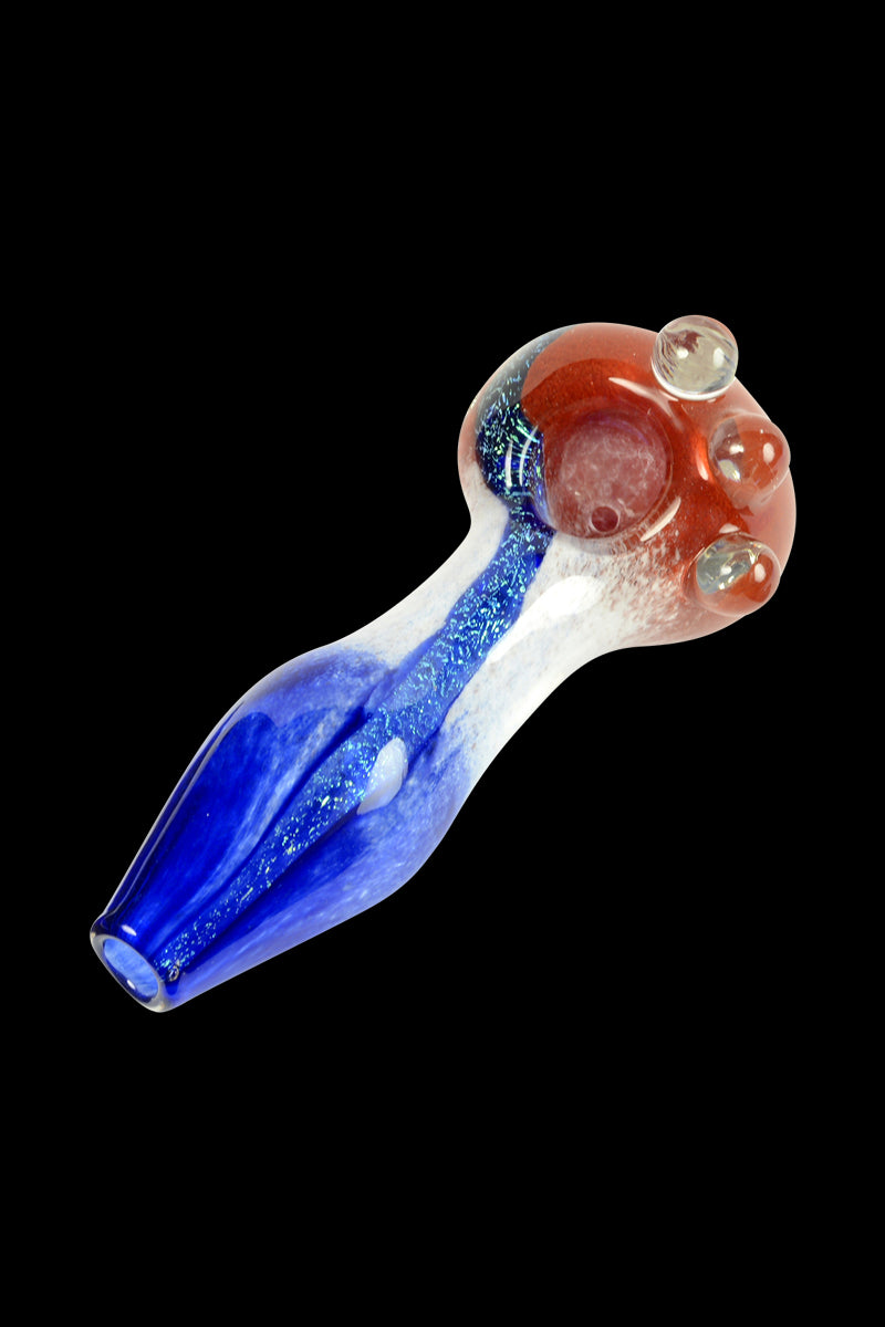 LA Pipes USA Inside-Out Spoon Pipe with Dichroic and Frit - A Patriotic Delight